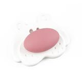 Buton pentru mobila copii Joy Ursulet, finisaj alb cu nasuc roz CB, 30 mm