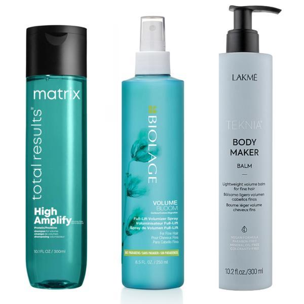 Set cadou pentru par lipsit de volum, Lakme Sampon 300 ml + Balsam 300 ml+ Tratament Leave-In 250 ml