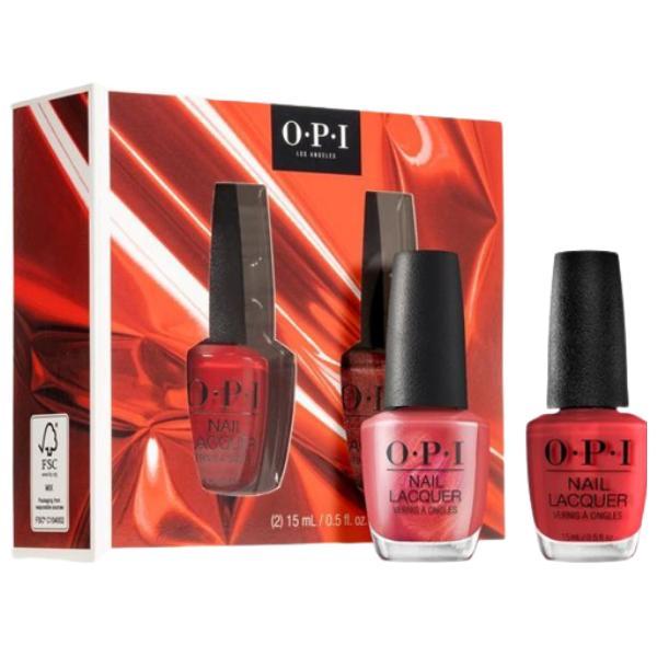 Set 2 x lac de unghii opi nail lacquer holiday duo red 2 x 15 ml