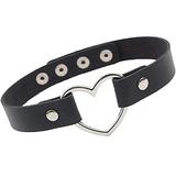 Choker de piele cu inimioara culoare negru