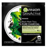 Masca Servetel Detoxifianta cu Carbune - Garnier SkinActive Black Mask Tissu Pure Charcoal, 1 buc