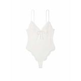  Costum Sexy, Victoria's Secret, Lace Plunge Bodysuit, Coconut White, Marime XS