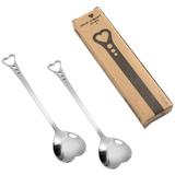 Set 2 lingurite in forma de inima, Argintii, Inox, Gadget Master