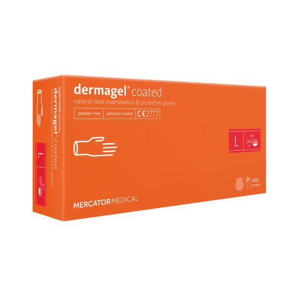 Set manusi medicale din latex fara pudra, mercator dermagel, l, 100buc