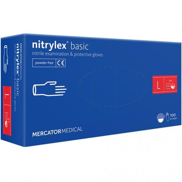 Set manusi de unica folosinta, mercator, nitril, albastre, l, 100buc