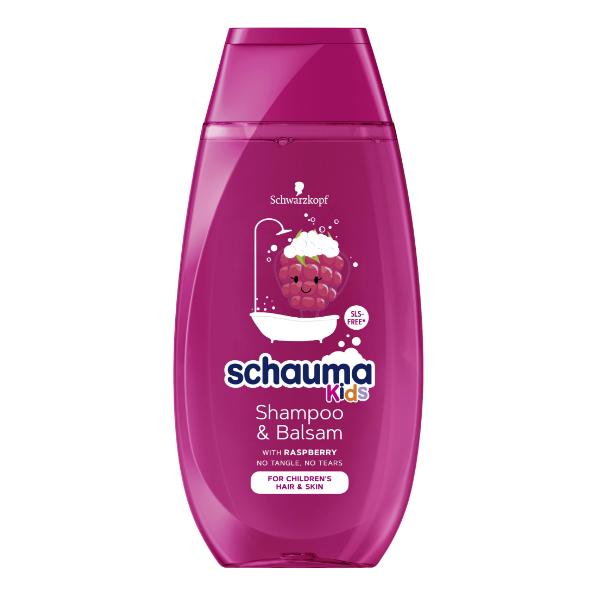 Sampon si Balsam cu Extract de Zmeura pentru Parul si Pielea Copiilor - Schwarzkopf Schauma Kids Shampoo & Balsam with Raspberry for Children's Hair & Skin, 250 ml