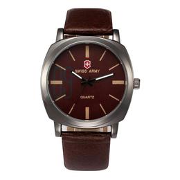 Ceas barbatesc swiss army, stil casual, curea piele maro