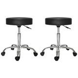  Set 2x Scaun rotativ pentru salon, Taburet hidraulic pe roti Negru 