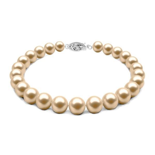 Bratara perle naturale crem de 7-8 mm cu inchizatoare filigranata din aur alb de 14 karate