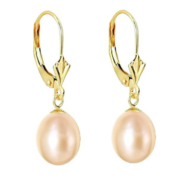 Cercei aur galben de 14k cu perle naturale premium crem, forma lacrima, de 8/5 mm