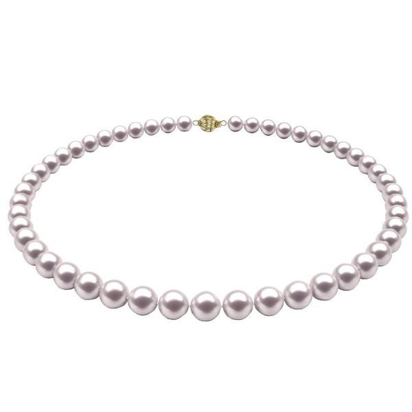Colier Perle Naturale Albe de 6-7 mm cu Inchizatoare Sferica din Aur Galben de 14 karate