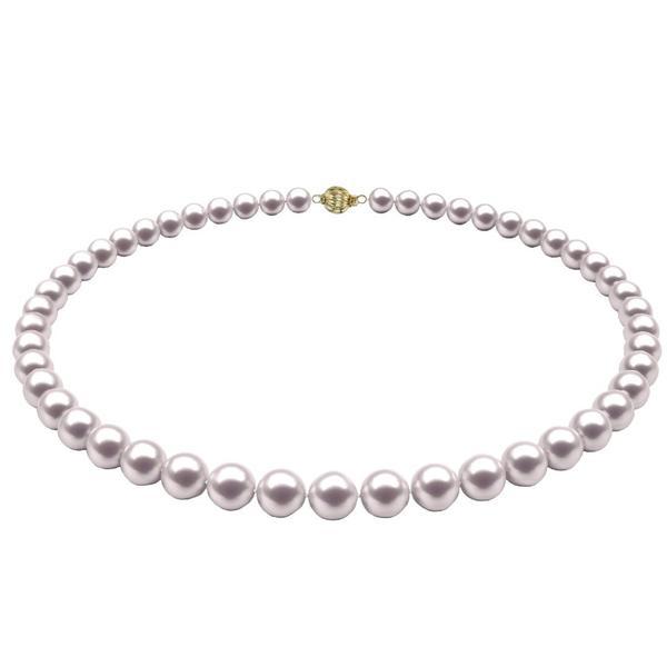 Colier perle naturale albe de 6-7 mm cu inchizatoare sferica din aur galben de 14 karate