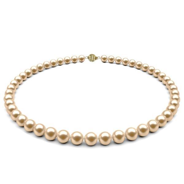 Colier perle naturale crem de 7-8 mm cu inchizatoare sferica din aur galben de 14 karate