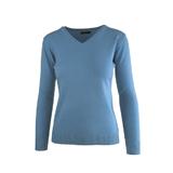 Pulover, Univers Fashion, tricotat fin cu decolteu in V, albastru cobalt, M-L