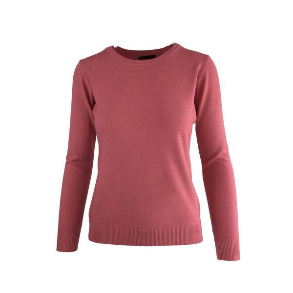 Pulover, univers fashion, tricotat fin cu decolteu rotund, roz zmeuriu, m-l