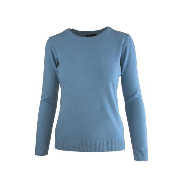 Pulover, Univers Fashion, tricotat fin cu decolteu rotund, albastru cobalt, S-M