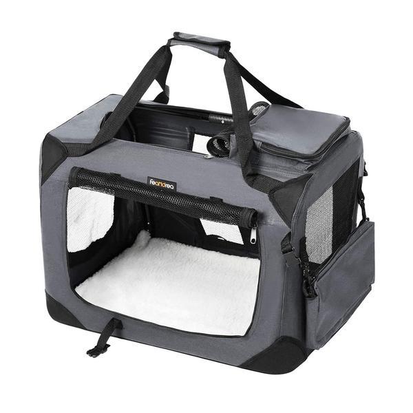 Geanta transport caini/pisici talie mica si medie, Pliabila, Gri, 60 x 40 x 40 cm