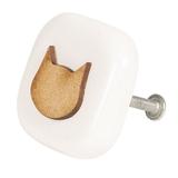 Buton mobila din fier si ceramica alba maro Cat 5 cm x 5 cm x 3 h
