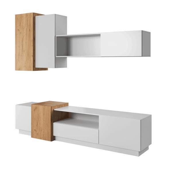 Set monilier living mdf stejar craft auriu alb trio 270x45x180 cm 