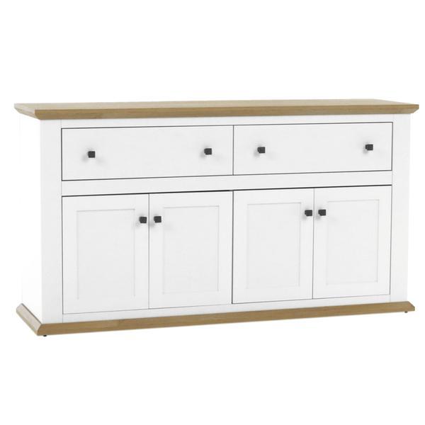 Comoda mdf alb stejar grand leon 160x45x87 cm