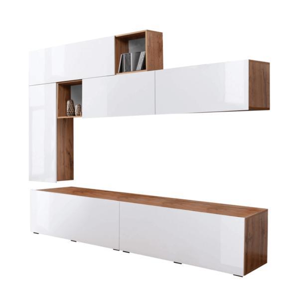 Set mobilier living palalb lucios stejar wotan miralda 250x30/40x207.5 cm