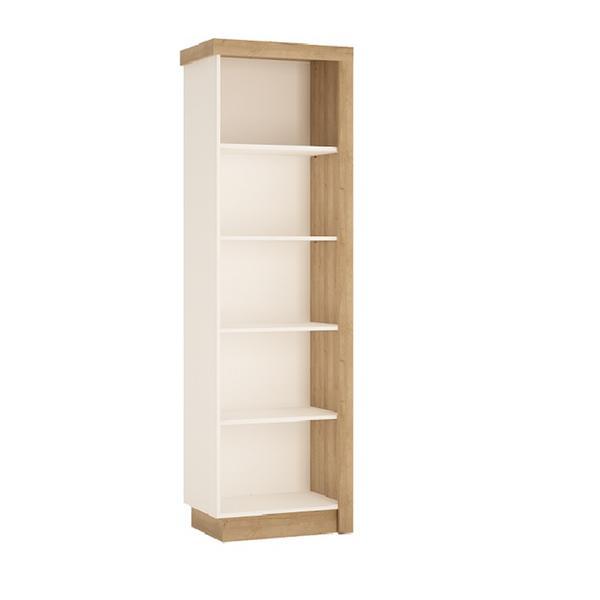 Biblioteca mdf stejar riviera alb lucios leonardo 60x198,5x42 cm