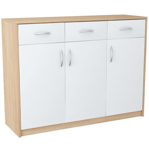 Comoda pal stejar sonoma alb agnesa 110x85x35 cm