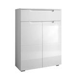 Comoda 2 usi 1 sertar alb extra lucios Space 70x101x40 cm 