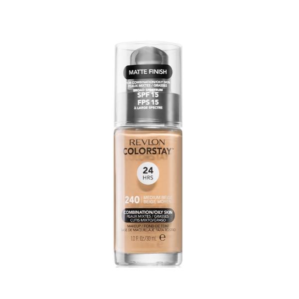 Fond de ten cu spf15 pentru tenul mixt si gras - revlon colorstay 24hrs, nuanta 240 medium beige, 30ml