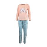 Pijama dama, Univers Fashion, bluza somon si pantaloni albastru deschis, M