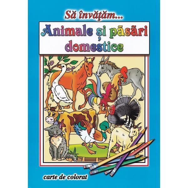 Sa invatam...Animale si Pasari Domestice. Carte de colorat