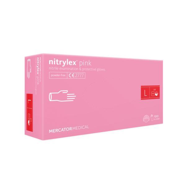 Set manusi nitrylex pink, nitril, nepudrate, roz, marimea l, 100buc