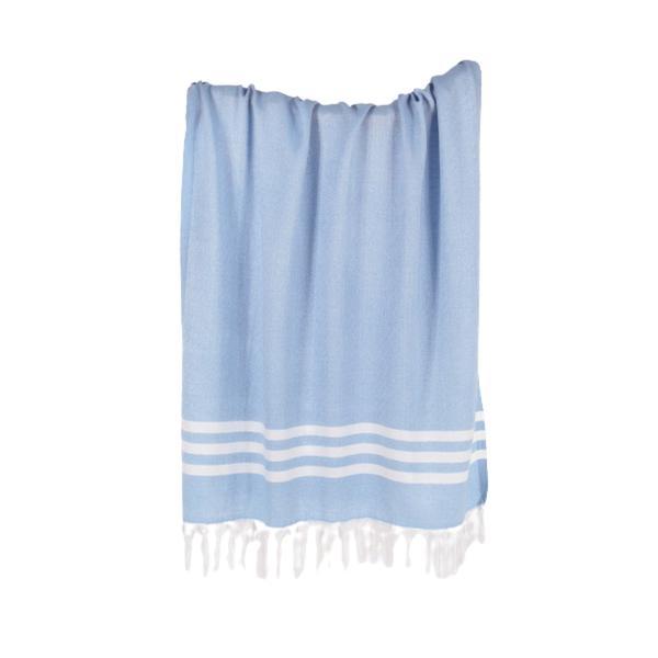 Prosop plaja/spa/baie turceaca, alb cu bleu, mătăsos, 60