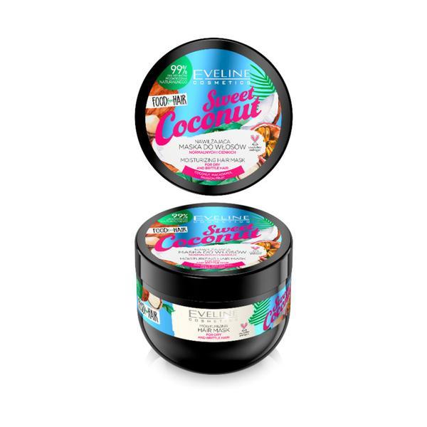 Masca de par, eveline cosmetics, food for hair, sweet coconut, 500 ml