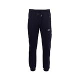 Pantaloni trening barbat, vatuit la interior, cu 2 buzunare laterale cu fermoare si un buzunar la spate cu fermoar, albastru, imprimeu gri, 2XL