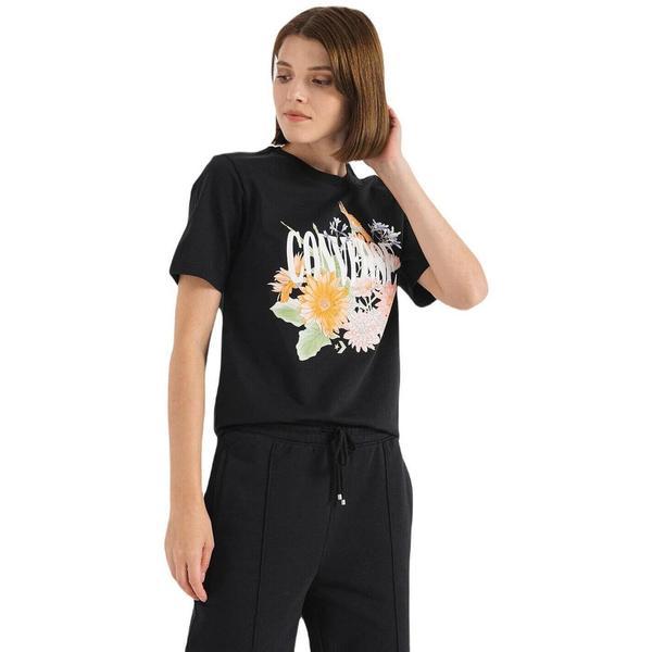 Tricou femei converse desert floral 10023730-001, xl, negru
