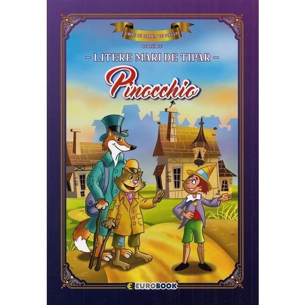 Pinocchio. Carte de colorat cu povesti cu litere mari de tipar, editura Eurobook -