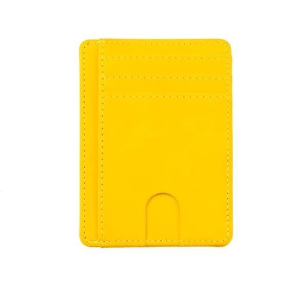 Port card Ultra Slim Blocare Rfid din piele ecologica, Galben