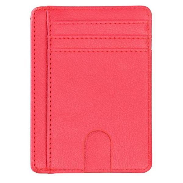 Port card Ultra Slim Blocare Rfid din piele ecologica, Rosu