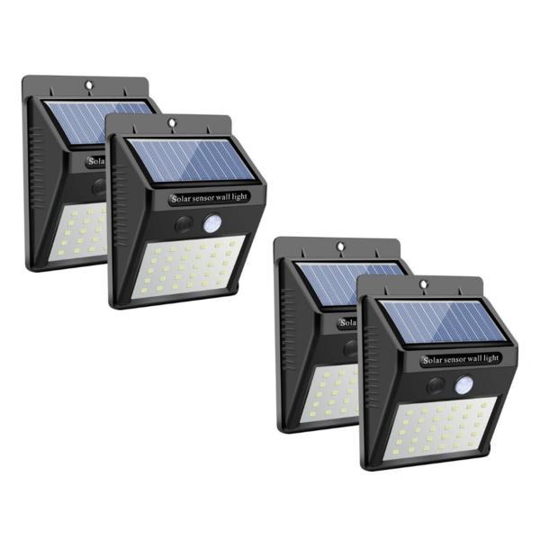 Set 4 Bucati Lampa Solara cu 30 Led-uri Senzor de Miscare Acumulator Li-Ion 1200 mAh Oprire Automata G Glixicom®