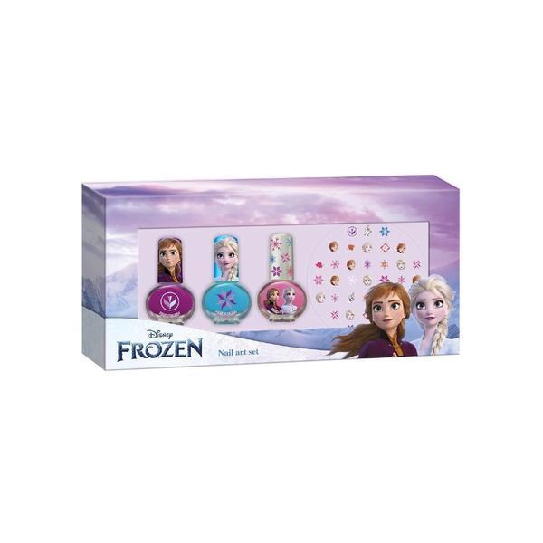 Set manichiura pentru fetite, cu 3 lacuri de unghii si modele de lipit pe unghii, Frozen