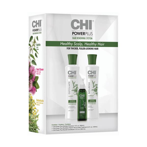 Set cadou pentru par si scalp - Chi Powerplus Starter Kit: Sampon 355ml + Balsam 355ml + Tratament 104ml