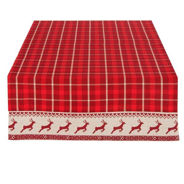 Traversa de masa bumbac crem rosu model reni 50 cm x 140 cm
