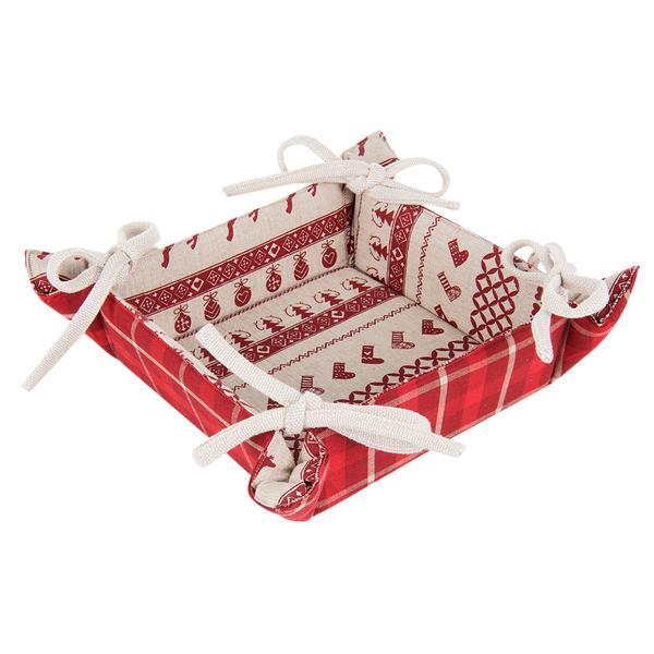 Cos paine bumbac craciun 35x35x8 cm