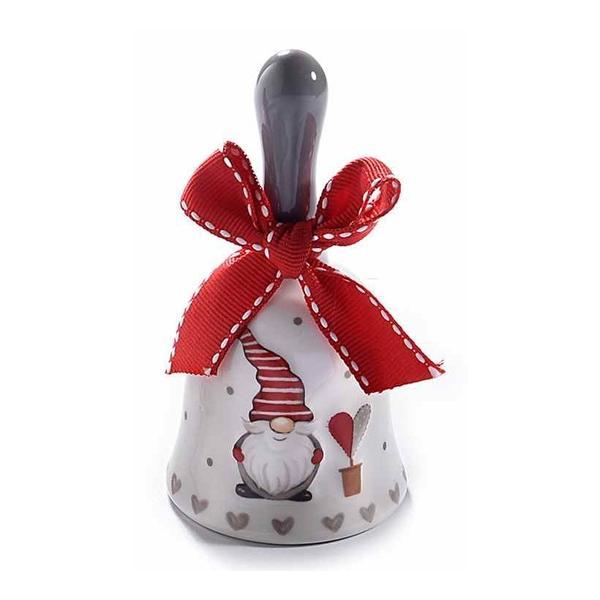 Clopotel din ceramica alba gri rosie model mos craciun ø 5x10 cm