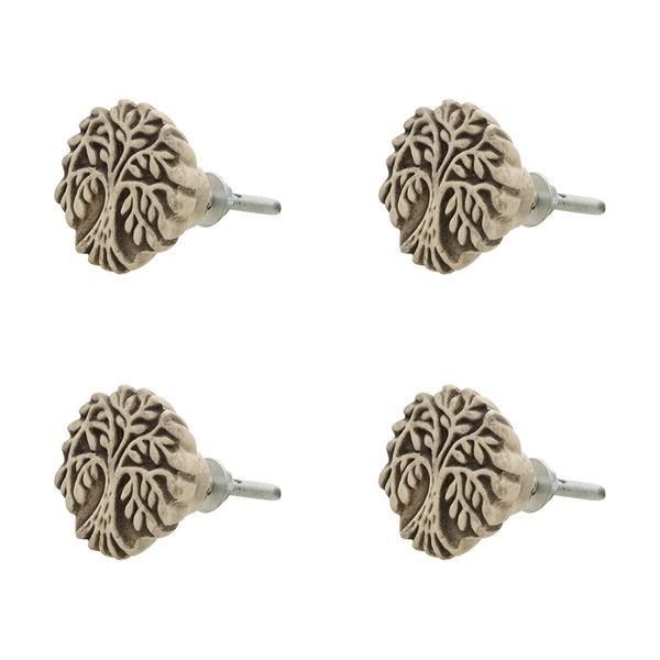 Set 4 butoni mobilier din ceramica gri model copac 4x3 cm