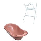Set cadita baie Meteo Roz 102 cm  + Suport metalic cadita