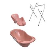 Set cadita baie Meteo roz 86 cm + suport universal + suport anatomic cadita copii, bebelusi