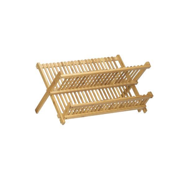 Suport uscator vase cu compartiment detasabil pentru tacamuri, 24 x 28 x 46 cm, bambus, natur