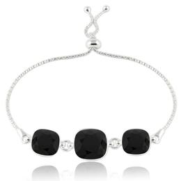 Bratara argint, Bratara Swarovski Crystals Triple Square Black + CADOU Laveta curatat bijuteriile din argint (Bratara Criando Bijoux)